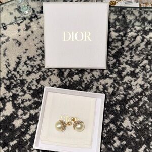 Dior Gold and White Pearl Tribale Earrings